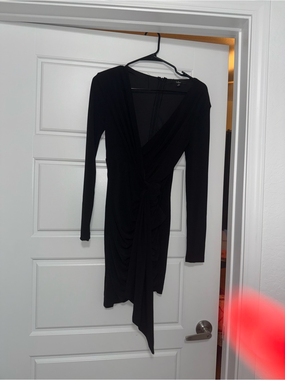 Lulu's Black Long Sleeve Wrap Midi Dress